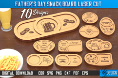 Father&#039;s Day Snack Boards Laser Cut Bundle, Coaster Tray SVG Product Image 1