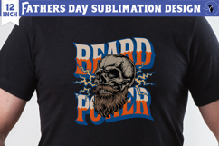 Fathers Day Sublimation Design | Beard power skull dad png Product Image 1