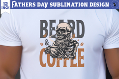 Fathers Day Sublimation Design | Beard Coffee skull dad png Product Image 1
