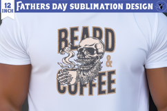 Fathers Day Sublimation Design | Beard Coffee skull dad png Product Image 1