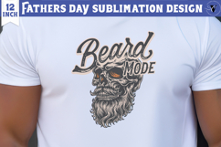 Fathers Day Sublimation Design | Beard Mode skull dad png Product Image 1