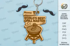 Father's Day Keychain Laser Cut. Men's Wooden Keychain SVG Product Image 1