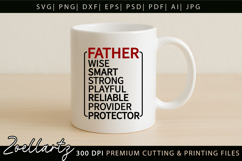 Fathers Day Word Art SVG Papa Daddy Dad T-shirt Mug Design Product Image 2