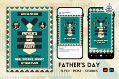 Fathers Day Party Flyer Template Design Groovy Poster SVG PNG