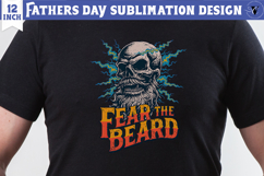 Fathers Day Sublimation Design | Fear the Beard , dad skull Product Image 1