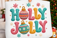 Faux Crochet Holly Jolly PNG Product Image 1