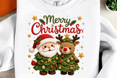Faux Crochet Santa and Reindeer Christmas Tree Product Image 1