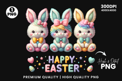 Faux Yarn Happy Easter Png, Crochet png, Latch Hook Easter Bunny Png, Coquette Bow Bunny Png, Preppy Easter Png, Faux Embroidery Easter Png
