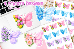 Spring Floral Coquette Faux Fur Butterfly Stickers Printable Product Image 1