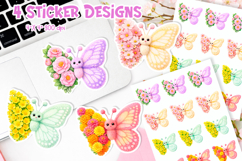 Spring Floral Coquette Faux Fur Butterfly Stickers Printable Product Image 1