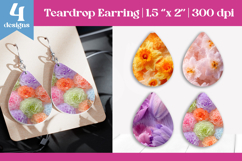 Faux Fur Floral Teardrop Sublimation | Earring PNG Design Product Image 1