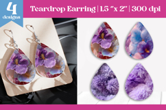 Faux Fur Floral Teardrop Sublimation | Earring PNG Design Product Image 1