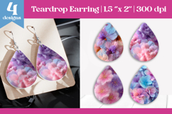 Faux Fur Floral Teardrop Sublimation | Earring PNG Design Product Image 1