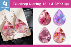 Faux Fur Floral Teardrop Sublimation | Earring PNG Design Product Image 1