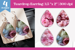 Faux Fur Floral Teardrop Sublimation | Earring PNG Design Product Image 1