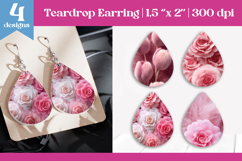 Faux Fur Floral Teardrop Sublimation | Earring PNG Design Product Image 1