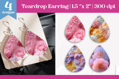 Faux Fur Floral Teardrop Sublimation | Earring PNG Design Product Image 1