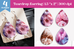 Faux Fur Floral Teardrop Sublimation | Earring PNG Design Product Image 1