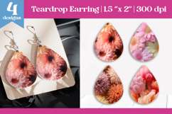 Faux Fur Floral Teardrop Sublimation | Earring PNG Design Product Image 1