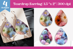Faux Fur Floral Teardrop Sublimation | Earring PNG Design Product Image 1