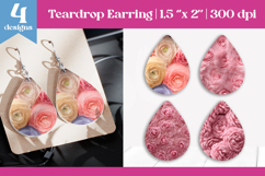 Faux Fur Floral Teardrop Sublimation | Earring PNG Design Product Image 1