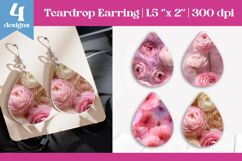 Faux Fur Floral Teardrop Sublimation | Earring PNG Design Product Image 1