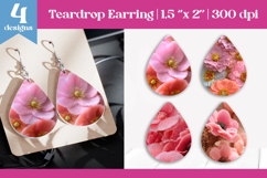 Faux Fur Floral Teardrop Sublimation | Earring PNG Design Product Image 1