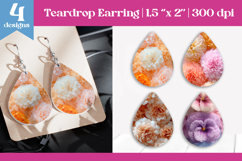 Faux Fur Floral Teardrop Sublimation | Earring PNG Design Product Image 1