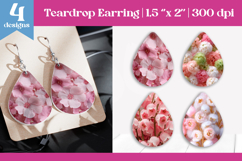 Faux Fur Floral Teardrop Sublimation | Earring PNG Design Product Image 1