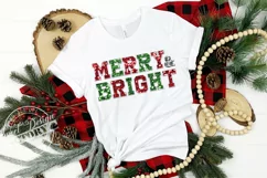 Merry and bright sublimation, faux sequins Christmas design Product Image 3