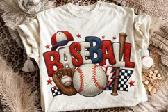 Baseball Faux Yarn PNG, Knitting PNG, Baseball Patchwork PNG Product Image 2