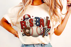 Baseball Faux Yarn PNG, Knitting PNG, Baseball Patchwork PNG Product Image 3