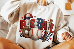 Baseball Faux Yarn PNG, Knitting PNG, Baseball Patchwork PNG Product Image 4