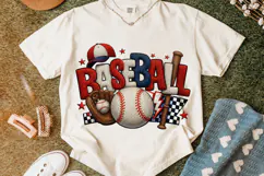 Baseball Faux Yarn PNG, Knitting PNG, Baseball Patchwork PNG Product Image 5