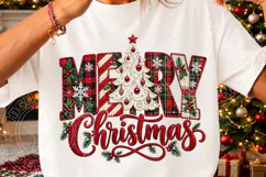 Faux Patchwork Merry Christmas PNG Product Image 3