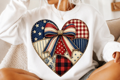 Faux Patchwork Patriotic Heart PNG Product Image 3