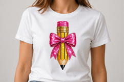 Faux Sequin Bow Pencil PNG Product Image 2