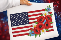 Faux Yarn American Flag Flower Png - 4th of July Png Product Image 1