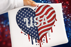 Faux Yarn American Flag Heart Png - 4th of July Png Product Image 1