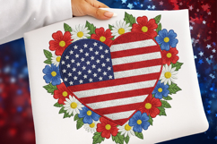 Faux Yarn American Flag Heart Png Product Image 1