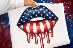 Faux Yarn American Flag Lips Png Product Image 1