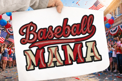 Faux Yarn Baseball Mama PNG,Cute Baseball Product Image 2