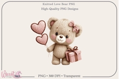Knitted Love Bear PNG | Valentine Teddy Bear Sublimation Product Image 3