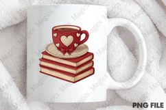 Faux Yarn Books and Coffee Valentine PNG Product Image 4