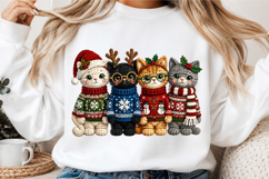 Faux Yarn Christmas Cats Png Product Image 3