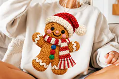Faux Yarn Christmas Gingerbread Man PNG Product Image 3