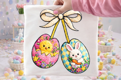 Coquette Patchwork Easter PNG, Faux Yarn Easter PNG, Bunny Product Image 2