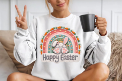 Faux Yarn Crochet Happy Easter Rainbow Png Product Image 2