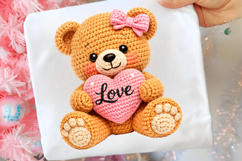 Faux Yarn Cute Valentine Bear PNG Product Image 1
