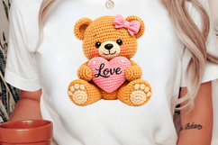 Faux Yarn Cute Valentine Bear PNG Product Image 2